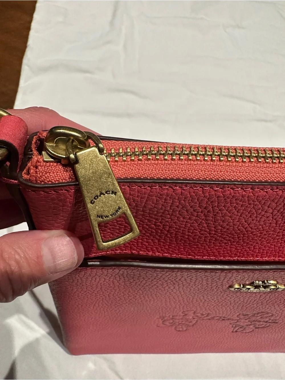 Coach Pink Mickey and Minnie  Leather Crossbody Bag and matching wallet.  New.
